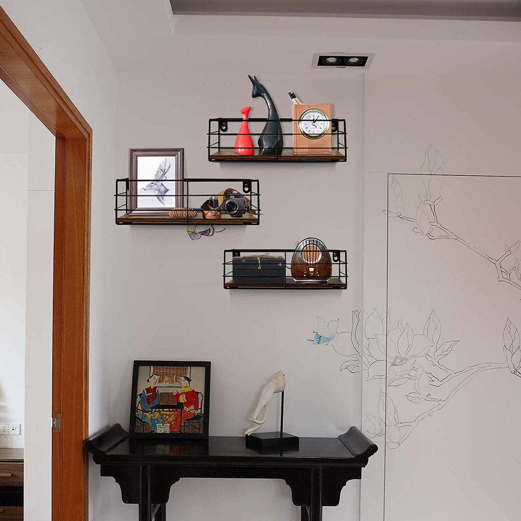 Floating Shelves Wall Mounted Set of 3, Hanging Storage Wall Shelf for Bathroom, Living Room, Bedroom, Kitchen Home