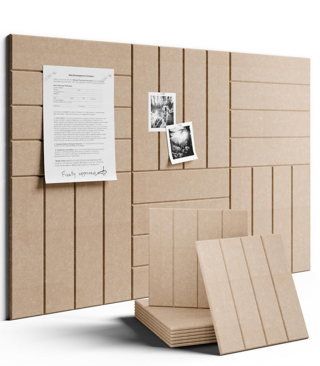 Fluxynara Large Felt Bulletin Board 48" x 36" Cork Board Alternative-12 Pack with 70 Safe Removable Adhesive Tabs, Cork Boards for Walls Cork Board for Home Office Classroom Pin Board (Oatmeal)