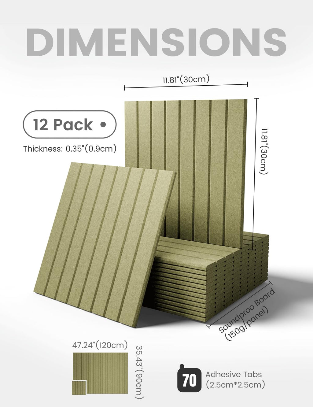Fluxynara Large Felt Bulletin Board 48" x 36" Cork Board Alternative-12 Pack with 70 Safe Removable Adhesive Tabs, Cork Boards for Walls Cork Board for Home Office Classroom Pin Board (Oatmeal)